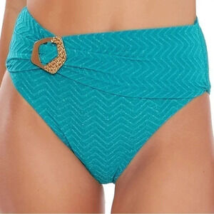 Trina Turk Empire Metallic High-Waist Bikini Bottoms Size 10 NWT